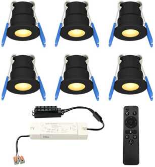 6x - Mini LED spotjes 12V IP65 Dimbaar via Zwart