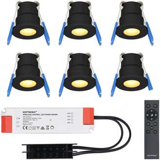 6x - Mini LED spotjes 12V IP65 Dimbaar via Zwart