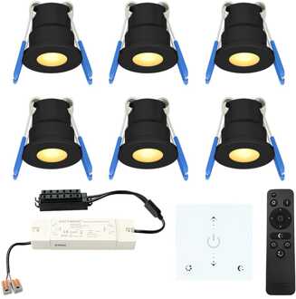 6x - Mini LED spotjes 12V IP65 Zwart