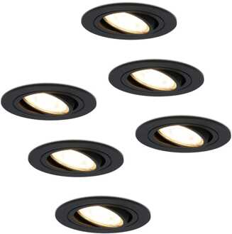 6x Miro - LED Inbouwspots Zwart Kantelbaar