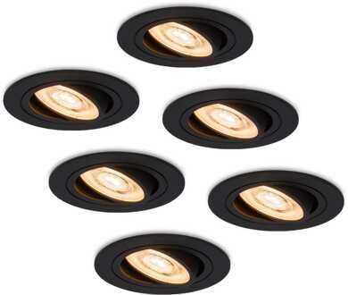 6x Miro - LED Inbouwspots Zwart Kantelbaar