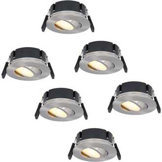 6x Napels - LED Inbouwspots Badkamer IP65 Zilver