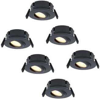 6x Napels - LED Inbouwspots Badkamer IP65 Zwart