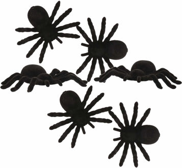 6x Nep spinnen 10 cm Halloween decoratie - Horror themafeest versiering - Plastic/kunststof dieren