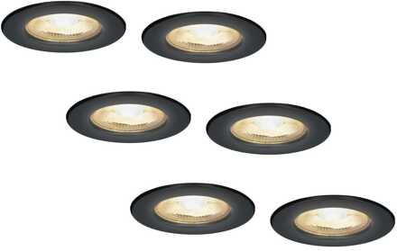 6x Nola - LED Inbouwspots Badkamer IP65 Zwart