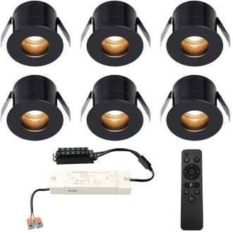 6x Olivia - Mini LED spotjes 12V IP44 Dimbaar via Zwart