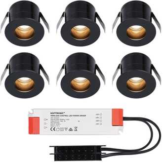 6x Olivia - Mini LED spotjes 12V IP44 Zwart
