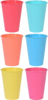 6x Onbreekbare drinkbeker/mok gekleurd 12 cm - Drinkbekers