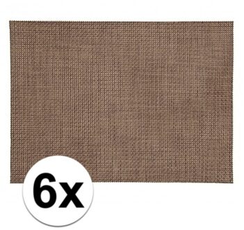 6x onderlegger PVC bruin gevlochten 45 x 30 cm - Placemats