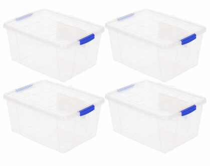 6x Opslagbakken/organizers met deksel 16 liter 40 cm transparant