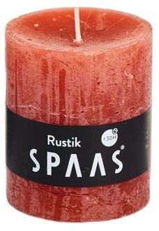 6x Oranje rustieke cilinderkaarsen/stompkaarsen 7x8 cm