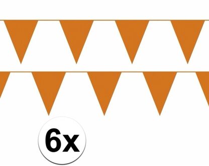 6x oranje slinger / vlaggenlijn van 10 meter - totaal 60 m - EK / WK