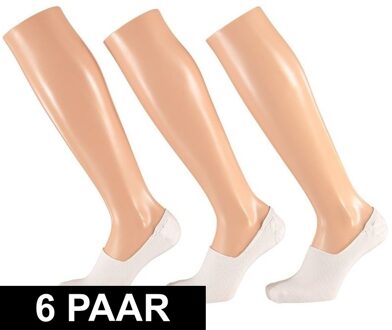 6x Paar witte sneaker sokken met siliconen hiel voor dames - 36/41