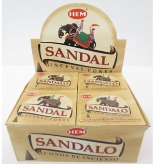 6x Pakjes wierook met 10 kegeltjes Sandelhout - Wierookstokjes