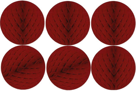 6x Papieren kerstballen bordeaux rood 10 cm kerstversiering