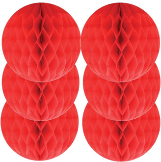 6x Papieren kerstballen rood 10 cm kerstversiering