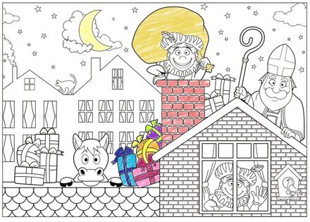 6x Papieren Sinterklaas kleurplaat placemats