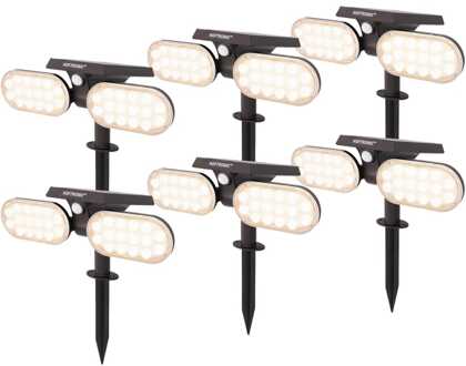 6x Pato Solar prikspot Zwart IP65 3000K