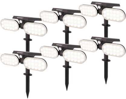 6x Pato Solar prikspot Zwart IP65 6000K