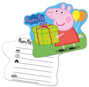 6x Peppa Pig themafeest uitnodingen/kaarten - Uitnodigingen Multikleur