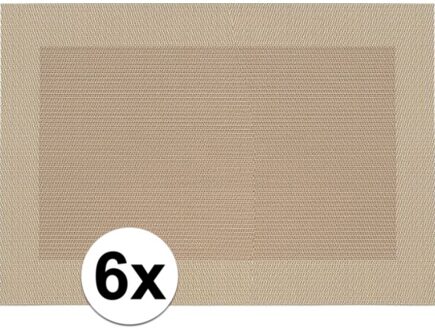 6x Placemat beige/bruine gevlochten/geweven print 45 x 30 cm - Placemats