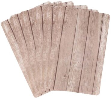 6x Placemat lichtbruin hout print 44 cm - Placemats