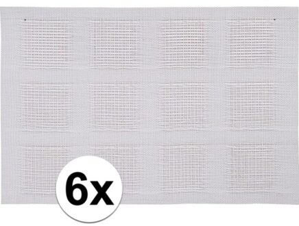 6x Placemats wit geweven/gevlochten 45 x 30 cm - Placemats