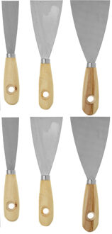 6x Plamuur messen 3, 5 en 7,5 cm - Klus/schilder/behang/stuc benodigdheden/gereedschap - Plamuurmessen 3 stuks