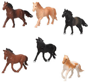 6x Plastic paarden speelgoed figuren 13,5 cm voor kinderen - Speelgoeddieren - Speelgoedfiguren - Dieren speelset paardjes