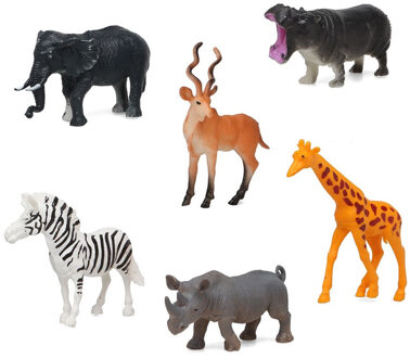 6x Plastic safari/jungle dieren speelgoed figuren 14 cm voor kinderen