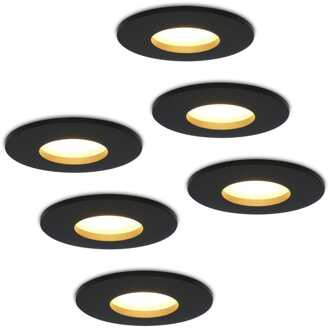 6x Porto - LED Inbouwspots Badkamer IP44 Zwart