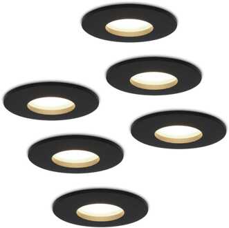 6x Porto - LED Inbouwspots Badkamer IP44 Zwart