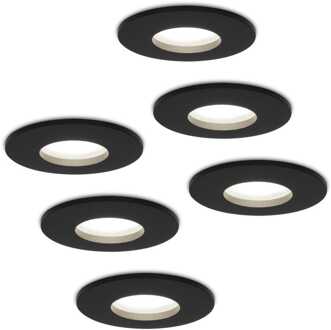 6x Porto - LED Inbouwspots Badkamer IP44 Zwart