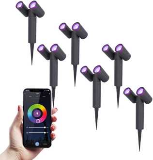 6x RGBWW WiFi+Bluetooth Zwart