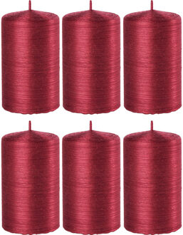 6x Rode cilinderkaars/stompkaars 6 x 10 cm 25 branduren - Geurloze kaarsen rood - Woondecoraties