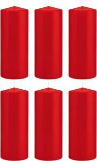6x Rode cilinderkaarsen/stompkaarsen 8 x 20 cm 119 branduren