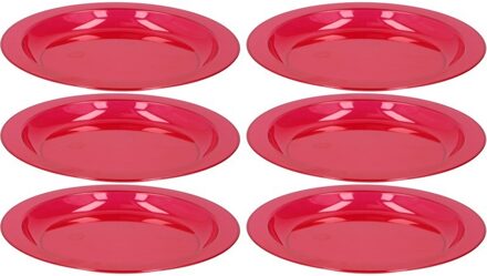 6x Rode plastic borden/bordjes 20 cm