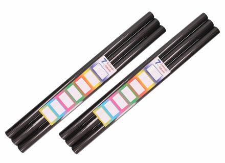 6x Rollen Kaftpapier / kadopapier - met etiketten - 200 x 70 cm - zwart