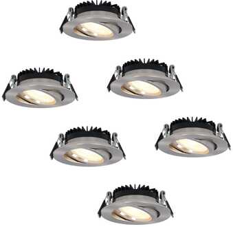 6x Rome - LED Inbouwspots Badkamer IP44 Zilver