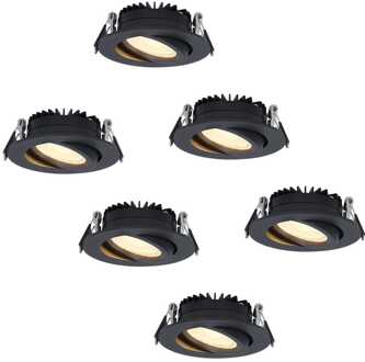 6x Rome - LED Inbouwspots Badkamer IP44 Zwart