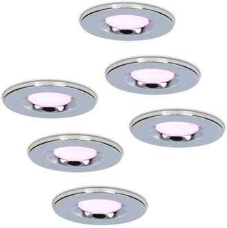6x Rome Smart Inbouwspots RGBWW IP65 Zilver