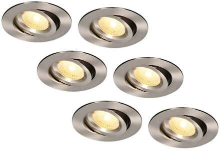 6x Salerno - LED Inbouwspots Badkamer IP44 Zilver