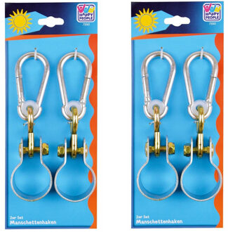 6x Schommelhaken met bevestigingsring en karabijnhaak 5 cm