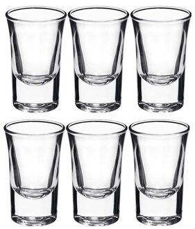 6x shotglaasjes / borrelglazen transparant 3,4 cl - Shotglazen