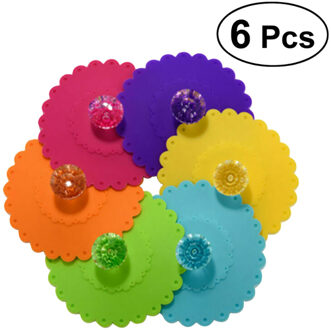 6X Siliconen Cup Deksel Glas Drinken Cover Anti-stof Beker Zuig Seal Deksel Cap Cup Seals Voor Glas mokken Keuken Accessoires