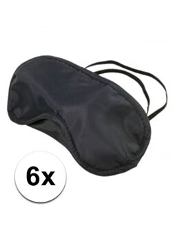 6x Slaapmasker met slapende oogjes zwart