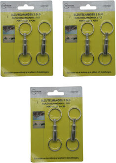 6x Sleutelhangers / key snaps zilver met sleutelringen - deelbare sleutelhanger - metalen sleutelhangers / key snaps