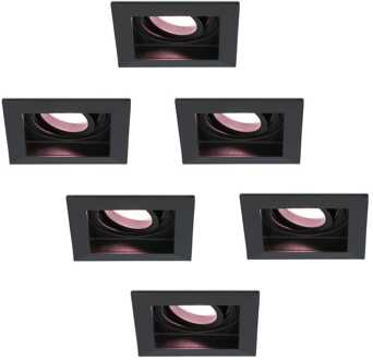 6x Smart Inbouwspots RGBWW IP20 Zwart