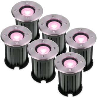 6x Smart WiFi LED Grondspot - Maisy - Rond - RVS 5.5W - RGBWW - IP67 straal waterdicht - 3 jaar garantie