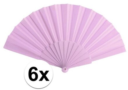 6x Spaanse handwaaier lichtroze 23 cm - Festival waaier - Spaanse waaier